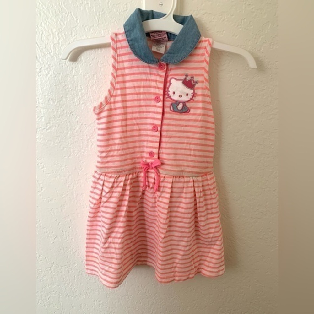Princess by Hello Kitty Pink Striped Dress Sleeveless Pink White Blue Size 4